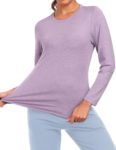 MIER Long Sleeve Workout Shirts for Women Yoga Athletic Running Soft Tops Gym Dry Fit Crewneck Tshirt, Moisture Wicking in Saudi Arabia