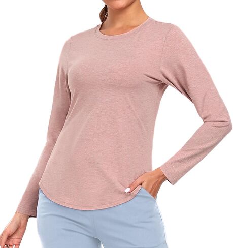 MIER Long Sleeve Workout Shirts for Women Yoga Athletic Running Soft Tops Gym Dry Fit Crewneck Tshirt, Moisture Wicking in Saudi Arabia
