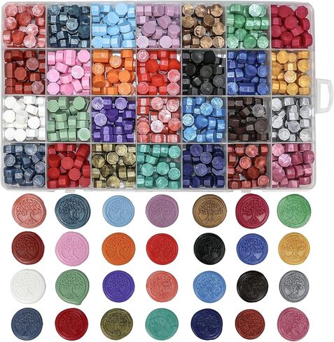 TRINIDa Wax Seal Kit, Wax Seal Stamp Kit with 24 Colors 624 Pcs Wax Seal Beads, Sealing Wax Warmer, Envelopes, Candles, Wax Stamp, Metallic Pen for Gift and Decoration in Saudi Arabia