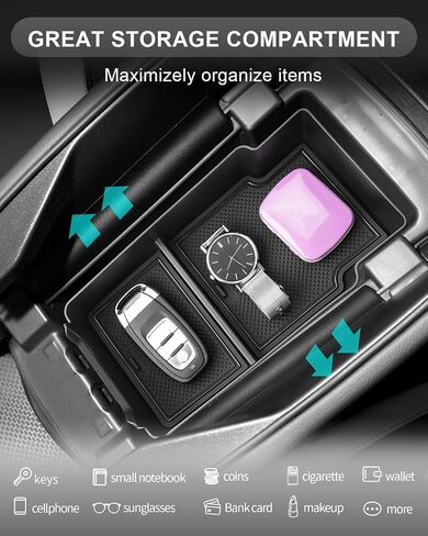 CDEFG Center Console Organizer Tray for 2021 2022 2023 Buick Envision Interior Accessories ABS Black Material Armrest Insert Secondary Storage Box Envision Accessories in Saudi Arabia