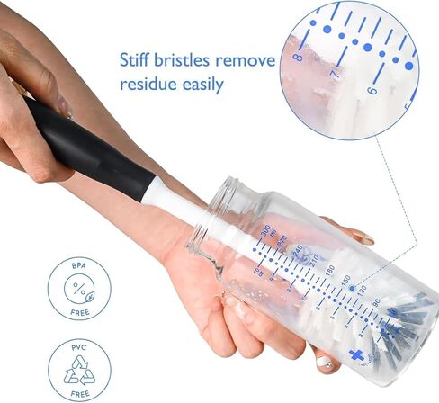 Baby Bottle Cleaning Brush with Replaceable Brush Head, Long Handle Water Bottles Scrubbers, Cup and Glass Brushes Cleaner for Washing and Scrubbing, 1 Pack in Saudi Arabia
