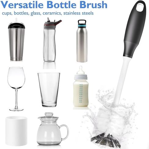 Baby Bottle Cleaning Brush with Replaceable Brush Head, Long Handle Water Bottles Scrubbers, Cup and Glass Brushes Cleaner for Washing and Scrubbing, 1 Pack in Saudi Arabia
