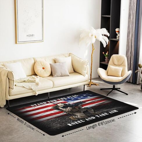 American Flag Area Rug for Adult Teens Boys Camo Soldier Rug Kids Men Vintage USA National Flag Carpet for Living Room Military Camouflage Area Rugs for Youth Non Slip,5x7 in Saudi Arabia
