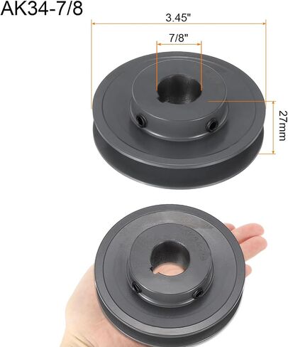 uxcell AK34-7/8 V-Belt Sheave 7/8 "تتحمل 3.45" OD مفردة الأخدود الويب Sheave بالملل إلى الحجم، حديد الزهر، قسم الحزام لـ 4L أو حزام in Saudi Arabia