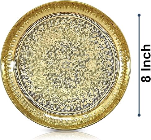 مجموعة بوجا ثالي النحاسية من نوبليتي مقاس 20.32 سم بوجا ثالي مع لوحة بيتال كلاش بالي تشاندان واتي أغارباتي حامل كابور آرتي ديا لديوالي للمنزل والمكتب ماندير هدايا الزفاف المرتجعة in Kuwait