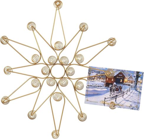 Red Co. 17" Decorative Metal Northern Star Christmas Wall Display Card & Photo Holder Rack – Gold in Kuwait