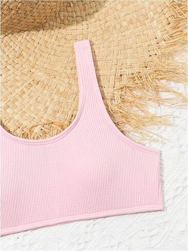 Girl's 3 Piece Bikini Sets Wireless High Waisted Bathing Suit Cute Swimsuit with Cover Up Skirts in Saudi Arabia
