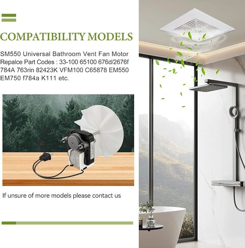 2 حزمة استبدال محرك مروحة الحمام العالمي SM550 بواسطة PANDEELS - استبدال طقم محرك مروحة التهوية الكهربائية لـ Nutone Broan 50 CFM 120V 3000 RPM - استبدال C01575 65100 EM550 EM750 in Kuwait