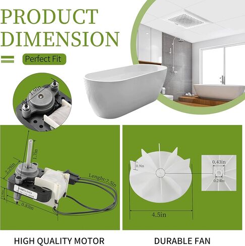 2 حزمة استبدال محرك مروحة الحمام العالمي SM550 بواسطة PANDEELS - استبدال طقم محرك مروحة التهوية الكهربائية لـ Nutone Broan 50 CFM 120V 3000 RPM - استبدال C01575 65100 EM550 EM750 in Kuwait