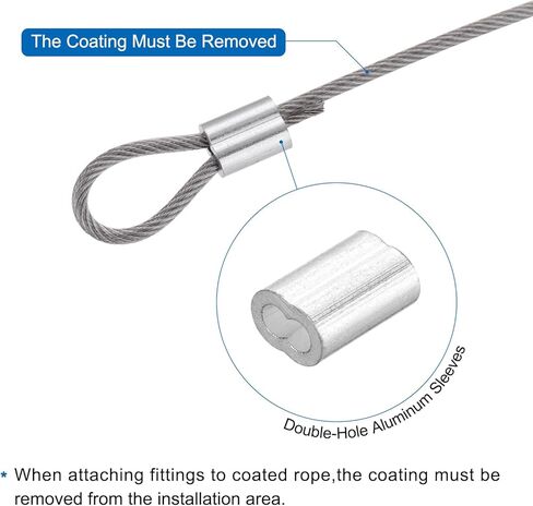 MECCANIXITY 197Ft(60M) Wire Rope 304 Stainless Steel Cable 1/16" (1.5 mm) Vinyl Coated with 10pcs Aluminum Sleeves for Hanging, Clotheslines, Lifting White in Saudi Arabia