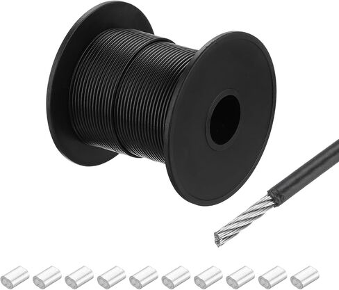 MECCANIXITY 197Ft(60M) Wire Rope 304 Stainless Steel Cable 1/16" (1.5 mm) Vinyl Coated with 10pcs Aluminum Sleeves for Hanging, Clotheslines, Lifting White in Saudi Arabia