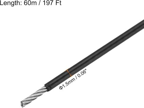 MECCANIXITY 197Ft(60M) Wire Rope 304 Stainless Steel Cable 1/16" (1.5 mm) Vinyl Coated with 10pcs Aluminum Sleeves for Hanging, Clotheslines, Lifting White in Saudi Arabia