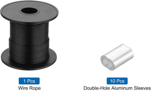 MECCANIXITY 197Ft(60M) Wire Rope 304 Stainless Steel Cable 1/16" (1.5 mm) Vinyl Coated with 10pcs Aluminum Sleeves for Hanging, Clotheslines, Lifting White in Saudi Arabia