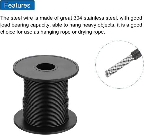 MECCANIXITY 197Ft(60M) Wire Rope 304 Stainless Steel Cable 1/16" (1.5 mm) Vinyl Coated with 10pcs Aluminum Sleeves for Hanging, Clotheslines, Lifting White in Saudi Arabia