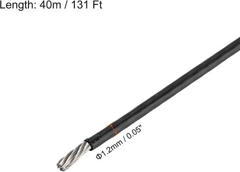 MECCANIXITY 197Ft(60M) Wire Rope 304 Stainless Steel Cable 1/16" (1.5 mm) Vinyl Coated with 10pcs Aluminum Sleeves for Hanging, Clotheslines, Lifting White in Saudi Arabia