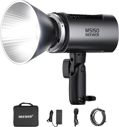 NEEWER MS60 LED ضوء فيديو مع تحكم 2.4G/APP، 65W 5600K ضوء النهار Mini COB إضاءة الإخراج المستمر، 40000lux/1m، CRI 97+/TLCI 98+، 9 مشاهد، 0-100% PWM Dimming، محول تثبيت Bowens in Kuwait
