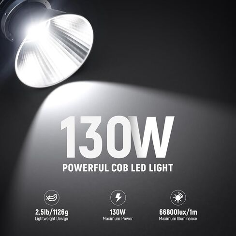 NEEWER MS60 LED ضوء فيديو مع تحكم 2.4G/APP، 65W 5600K ضوء النهار Mini COB إضاءة الإخراج المستمر، 40000lux/1m، CRI 97+/TLCI 98+، 9 مشاهد، 0-100% PWM Dimming، محول تثبيت Bowens in Kuwait