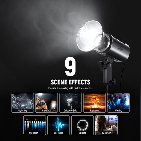 NEEWER MS60 LED ضوء فيديو مع تحكم 2.4G/APP، 65W 5600K ضوء النهار Mini COB إضاءة الإخراج المستمر، 40000lux/1m، CRI 97+/TLCI 98+، 9 مشاهد، 0-100% PWM Dimming، محول تثبيت Bowens in Kuwait