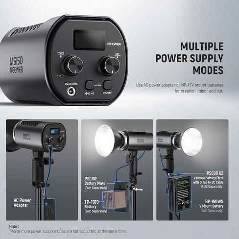 NEEWER MS60 LED ضوء فيديو مع تحكم 2.4G/APP، 65W 5600K ضوء النهار Mini COB إضاءة الإخراج المستمر، 40000lux/1m، CRI 97+/TLCI 98+، 9 مشاهد، 0-100% PWM Dimming، محول تثبيت Bowens in Kuwait