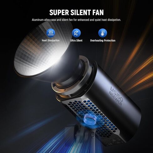 NEEWER MS60 LED ضوء فيديو مع تحكم 2.4G/APP، 65W 5600K ضوء النهار Mini COB إضاءة الإخراج المستمر، 40000lux/1m، CRI 97+/TLCI 98+، 9 مشاهد، 0-100% PWM Dimming، محول تثبيت Bowens in Kuwait