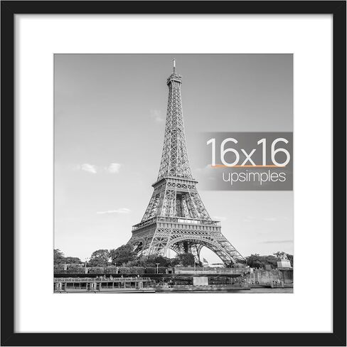 upsimples 16x16 Picture Frame, Display Pictures 12x12 with Mat or 16x16 Without Mat, Wall Hanging Poster Frame, Black, 1 Pack in Kuwait