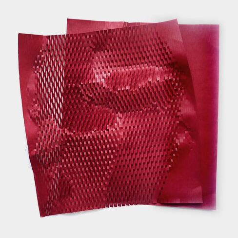 DzdzCrafts Honeycomb Packing Paper, 50 Sheets 10""W x 12""L / 12"" x 41 ft Pre-cut Biodegradable Cushion Bubble Kraft Paper Protective Wrap for Gift Packaging Shipping Mailing, Cherry Red in Saudi Arabia