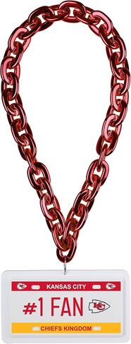 FOCO Kansas City Chiefs NFL #1 Fan License Plate Team Necklace Chain, Red in Saudi Arabia