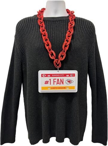 FOCO Kansas City Chiefs NFL #1 Fan License Plate Team Necklace Chain, Red in Saudi Arabia
