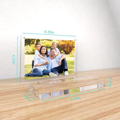 Magnetic Acrylic Picture Photo Frame 4x6 inches ，Horizontal Magnet Double Sided 4x6 Picture Frame， Desktop Display with Photo Frame Support Stand Best Gift for Family, Wedding, Graduation, Birthday, in Kuwait