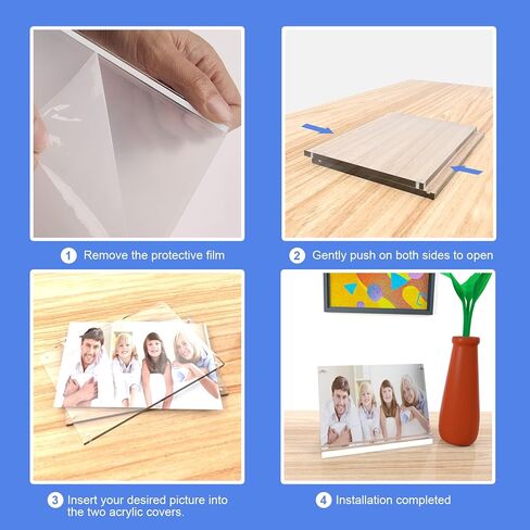 Magnetic Acrylic Picture Photo Frame 4x6 inches ，Horizontal Magnet Double Sided 4x6 Picture Frame， Desktop Display with Photo Frame Support Stand Best Gift for Family, Wedding, Graduation, Birthday, in Kuwait