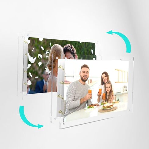 Magnetic Acrylic Picture Photo Frame 4x6 inches ，Horizontal Magnet Double Sided 4x6 Picture Frame， Desktop Display with Photo Frame Support Stand Best Gift for Family, Wedding, Graduation, Birthday, in Kuwait