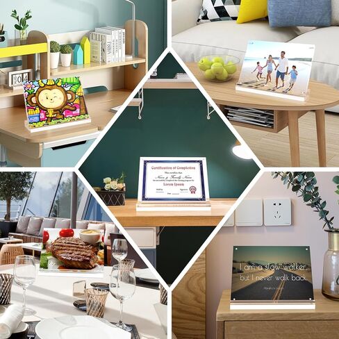 Magnetic Acrylic Picture Photo Frame 4x6 inches ，Horizontal Magnet Double Sided 4x6 Picture Frame， Desktop Display with Photo Frame Support Stand Best Gift for Family, Wedding, Graduation, Birthday, in Kuwait