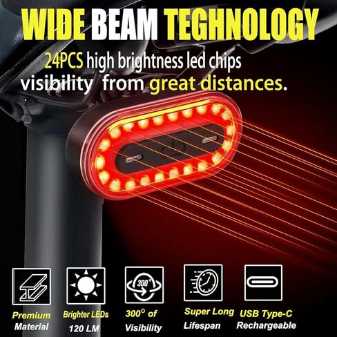 ضوء خلفي للدراجة، ضوء خلفي للدراجة قابل لإعادة الشحن عبر USB، ضوء خلفي للدراجة مقاوم للماء RGB مصباح يدوي 7 ألوان 14 ضوء تحذير LED، ضوء لوح التزلج RGB in Kuwait