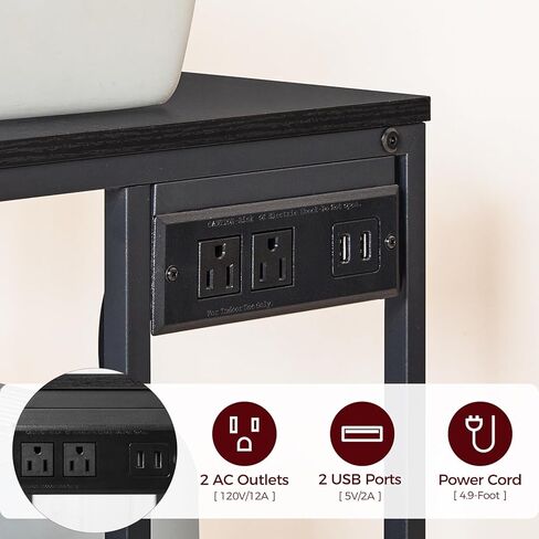 حامل طابعة متنقل، عربة طابعة صناعية بثلاث طبقات مع منافذ طاقة ومنفذين USB، طاولة طابعة دوارة على عجلات للمكاتب المنزلية رف تنظيم المطبخ، بني ريفي PTHR78E01 in Kuwait