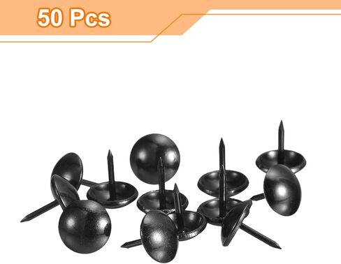 uxcell Upholstery Tacks Nail Pins Furniture, 50Pcs 11x13mm Thumb Tack Pins Assortment Kit Carbon Steel for Home Sofa DIY Decorative Nail Heads Nails, Black in Saudi Arabia