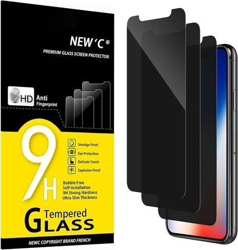NEW'C [3 Pack Privacy Screen Protector for iPhone 14,13,13 Pro (6.1 Inch), Anti Spy Tempered Glass Film,Case Friendly Ultra Resistant in Saudi Arabia