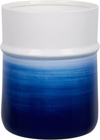 Decorative Round Small Trash Can Wastebasket, Garbage Container Bin for Bathrooms, Powder Rooms, Kitchens, Home Offices - Sand Glaze Non-Slip Design,Beige in Kuwait