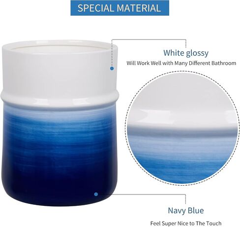 Decorative Round Small Trash Can Wastebasket, Garbage Container Bin for Bathrooms, Powder Rooms, Kitchens, Home Offices - Sand Glaze Non-Slip Design,Beige in Kuwait