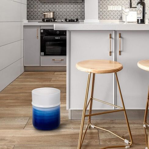 Decorative Round Small Trash Can Wastebasket, Garbage Container Bin for Bathrooms, Powder Rooms, Kitchens, Home Offices - Sand Glaze Non-Slip Design,Beige in Kuwait