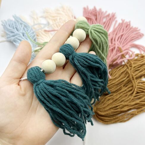 Rainbow Tassel Garland with Wood Bead Tassel Garland Banner for Classroom Bedroom Boho Tassel Garland Rainbow Garland Hanging Wall Decoration Colorful Room Decor (Style B) in Saudi Arabia