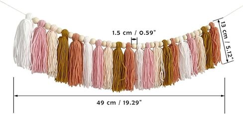 Rainbow Tassel Garland with Wood Bead Tassel Garland Banner for Classroom Bedroom Boho Tassel Garland Rainbow Garland Hanging Wall Decoration Colorful Room Decor (Style B) in Saudi Arabia