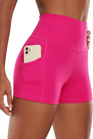 CRZ YOGA Womens Butterluxe Biker Shorts with Pockets 3 Inches - High Waisted Volleyball Workout Athletic Yoga Shorts Olive Green XX-Small in Saudi Arabia