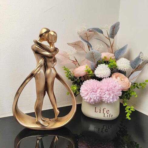 منحوتات زوجين لديكور المنزل، تماثيل زوجين معانقة، منحوتات زوجين حديثة، منحوتات رومانسية حديثة لديكور غرفة المعيشة وغرفة النوم والمكتب، هدية لعيد ميلاد عيد الحب (أبيض) in Kuwait