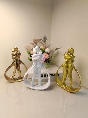 منحوتات زوجين لديكور المنزل، تماثيل زوجين معانقة، منحوتات زوجين حديثة، منحوتات رومانسية حديثة لديكور غرفة المعيشة وغرفة النوم والمكتب، هدية لعيد ميلاد عيد الحب (أبيض) in Kuwait