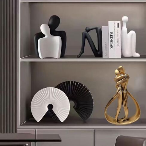 منحوتات زوجين لديكور المنزل، تماثيل زوجين معانقة، منحوتات زوجين حديثة، منحوتات رومانسية حديثة لديكور غرفة المعيشة وغرفة النوم والمكتب، هدية لعيد ميلاد عيد الحب (أبيض) in Kuwait