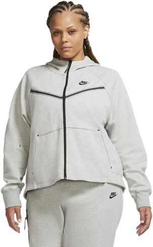 سترة رياضية نسائية بسحاب مقاس كبير من Nike مقاس 1X، اللون: رمادي/رمادي-رمادي in Saudi Arabia
