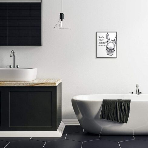 Stupell Industries Wash Your Hands Donkey Quote Bathroom Animal Humor, Designed by Lettered and Lined Wall Art, 11 x 14 in Saudi Arabia