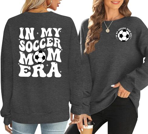 Soccer Mom Sweatshirt Women Funny In My Soccer Mom Era Graphic Shirts Fall Football Mama Long Sleeves Tops in Saudi Arabia