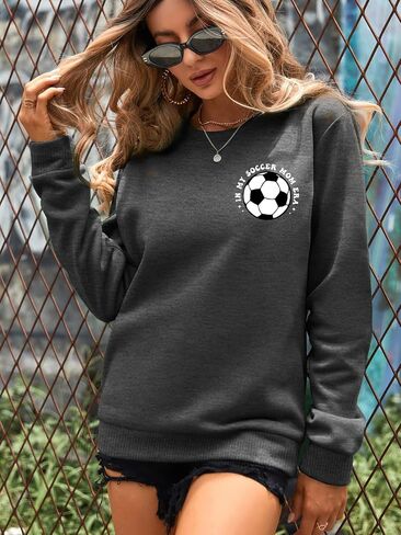 Soccer Mom Sweatshirt Women Funny In My Soccer Mom Era Graphic Shirts Fall Football Mama Long Sleeves Tops in Saudi Arabia