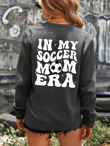 Soccer Mom Sweatshirt Women Funny In My Soccer Mom Era Graphic Shirts Fall Football Mama Long Sleeves Tops in Saudi Arabia